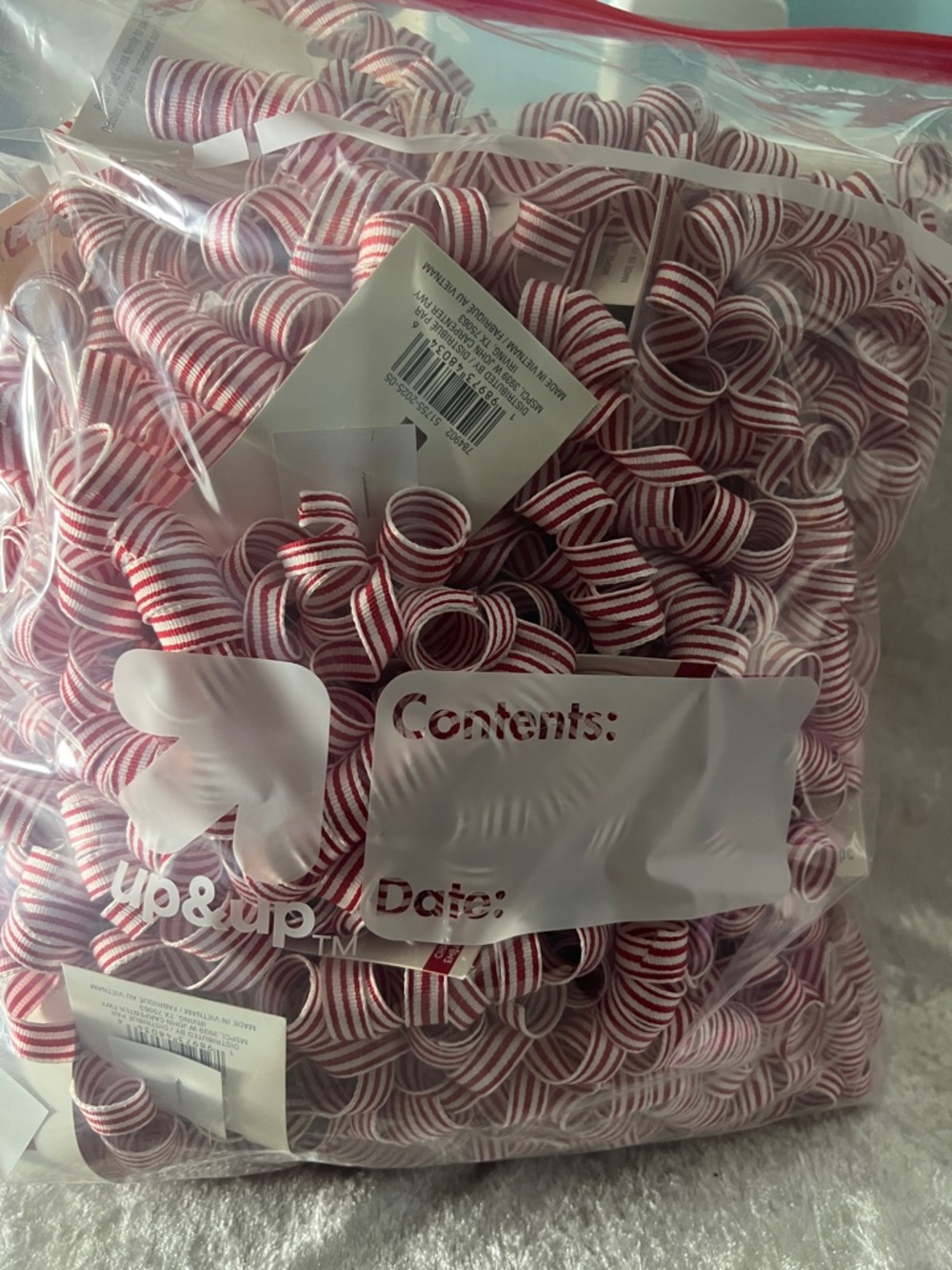 Michaels Red and White Striped Curly Ribbon Bows lot of 20 - Picture 3 of 3